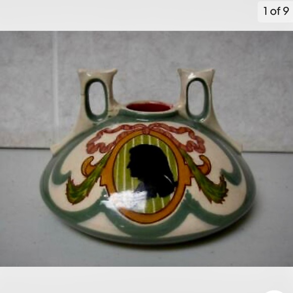 Antique Rare Washington Silhouette Inkwell Candle Holder Vase or Desk Access